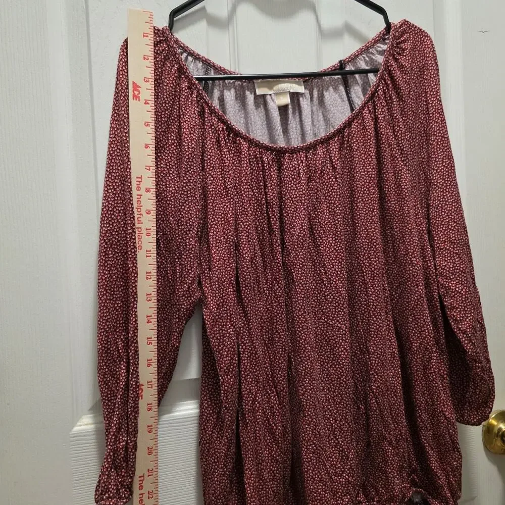 MICHAEL KORS Peasant Blouse Speckled Dot Off Shoulder XL